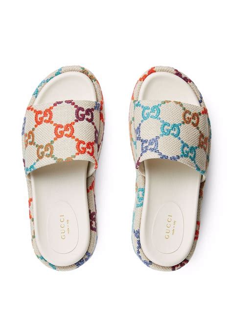 gucci rainbow slides platform|gucci platform slides cheap.